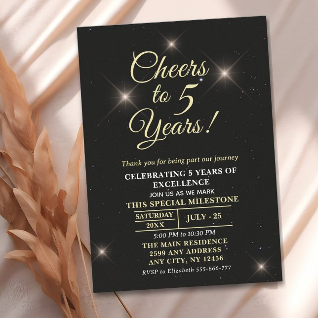 Cheer to Five Years, 5th Anniversary Invitation (Creator Uploaded)