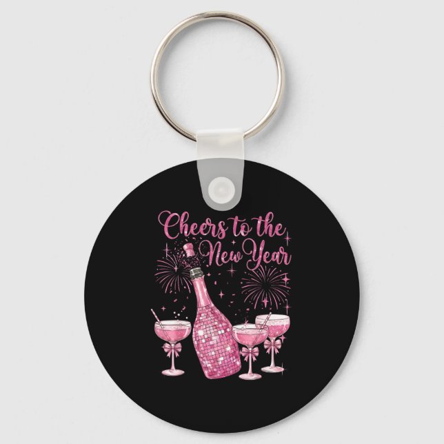 Cheer To The New Year Happy New Year 2026 Party  Keychain (Front)