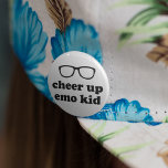 Cheer Up Emo Kid | Funny Cute Hipster Glasses 2 Inch Round Button<br><div class="desc">Need to amp up your pieces of flair? Grab this cute black and white button! Design features "Cheer Up,  Emo Kid" in retro-style typeface with a pair of black hipster frames.</div>