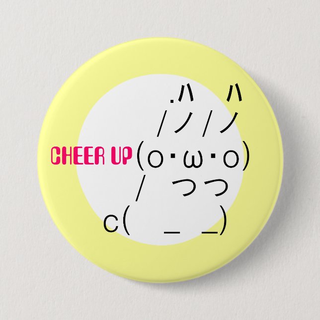Cheer up Rabbit 3 Inch Round Button (Front)