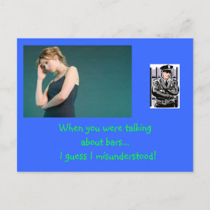 Cheer up your inmate with humourous postcard! postcard