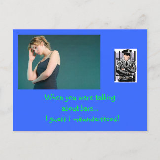 Cheer up your inmate with humourous postcard! postcard