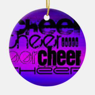 Cheer; Vibrant Violet Blue and Magenta Ceramic Ornament