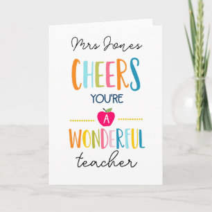 cheer you're a wonderful teacher, card