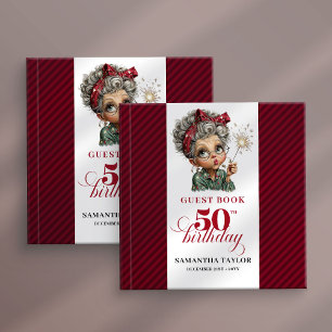 Cheerful 50th whimsical woman party guest book