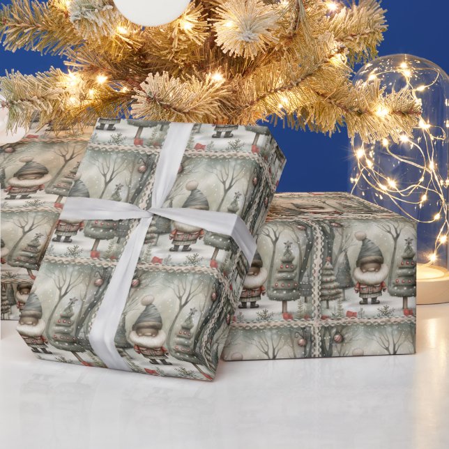 Cheerful African American Santa Wrapping Paper (Holidays)