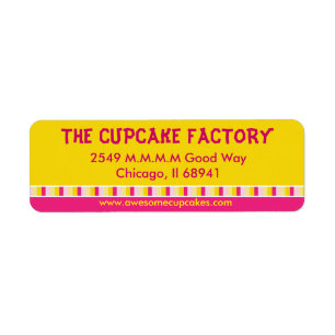 Cheerful and Bright Cupcake Factory Business Label