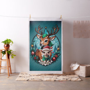 Cheerful and inviting Christmas illustration Fabric