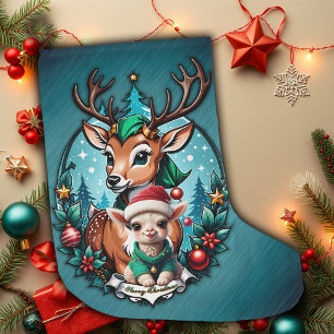 Cheerful and inviting Christmas illustration  Large Christmas Stocking