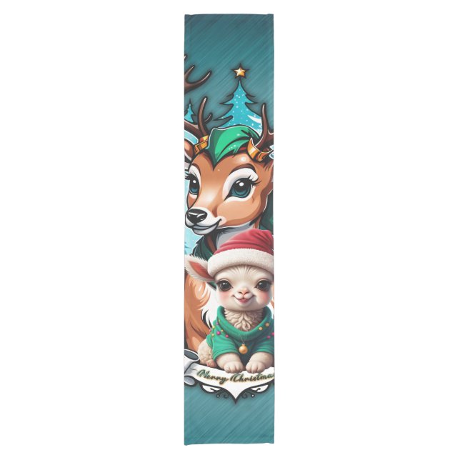 Cheerful and inviting Christmas illustration  Short Table Runner (Front)