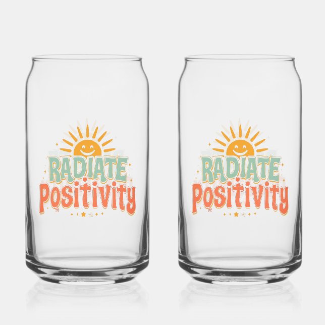 Cheerful and Motivational Sunny Saying Can Glass (Front)