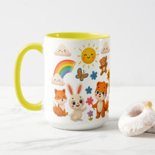 Cheerful Animals and Rainbow Ceramic Mug