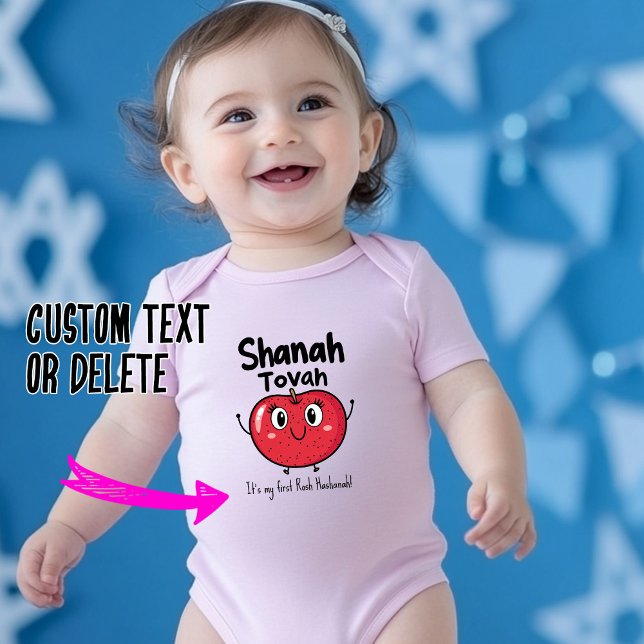  🍎Cheerful Apple Bliss with custom text Baby Bodysuit (🍎Cheerful Apple Bliss with custom text Baby Bodysuit)