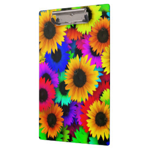 Cheerful Array of Colourful Sunflowers Clipboard