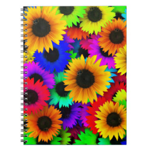 Cheerful Array of Colourful Sunflowers Notebook