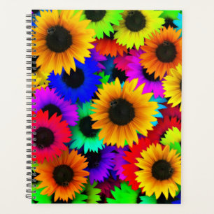 Cheerful Array of Colourful Sunflowers Planner