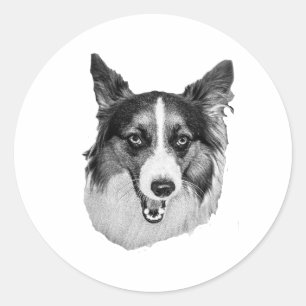 Cheerful Autumn Pup Classic Round Sticker