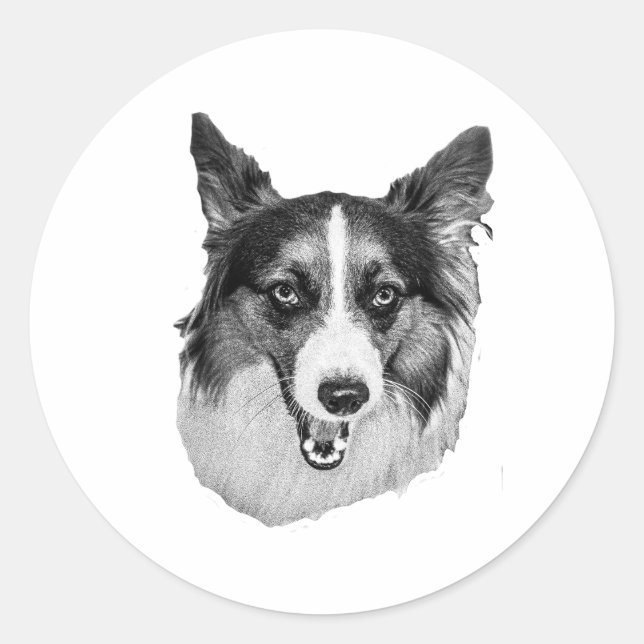 Cheerful Autumn Pup Classic Round Sticker (Front)