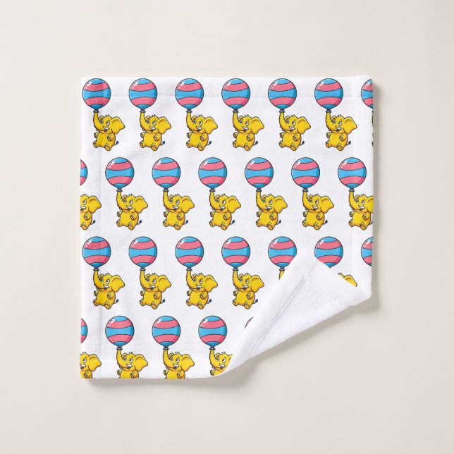 Cheerful Baby Elephant Hot Air Balloon (Gant de toilette)