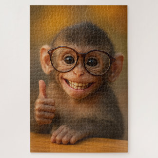 Cheerful Baby Monkey Funny Smile Puzzle