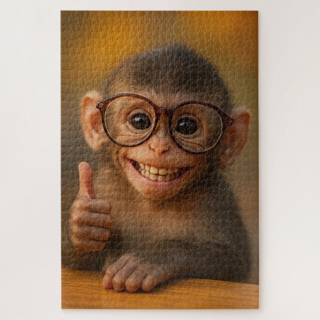 Cheerful Baby Monkey Funny Smile Puzzle (Vertical)