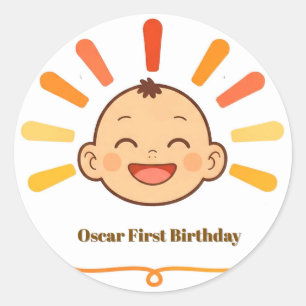 Cheerful Baby With Smiling Face Classic Round Sticker
