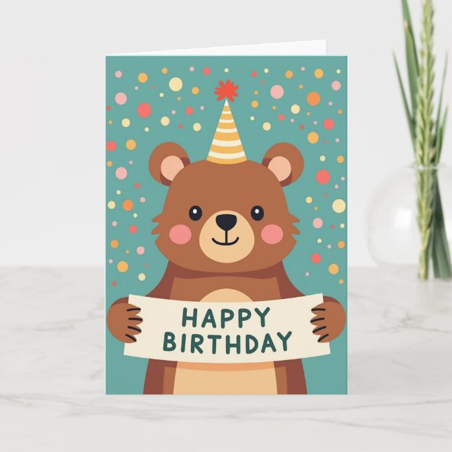 Cheerful Bear Birthday Card (Front)