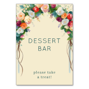 Cheerful Beige Floral Arch Illustration Table Number