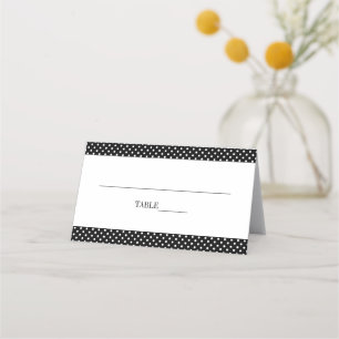 Cheerful black and white polka dot wedding place card