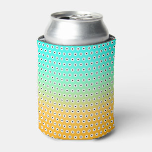 Cheerful Black/White Polka Dot On Turquoise/Gold  Can Cooler