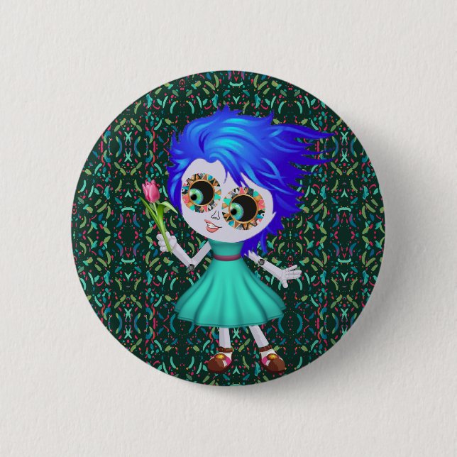 Cheerful Blossom 2 Inch Round Button (Front)