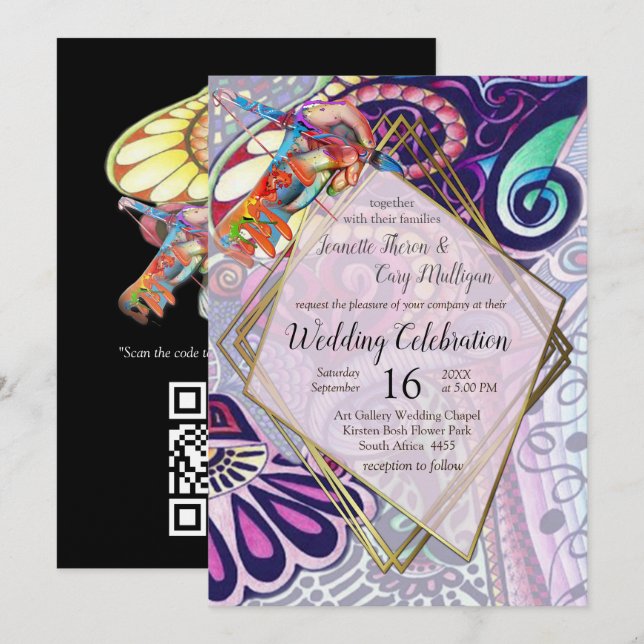 Cheerful Blue Artist Party Doodle Creation Invitation (Front/Back)