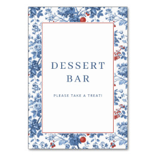 Cheerful Blue Floral Dessert Border Table Number