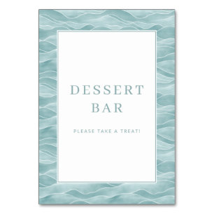 Cheerful Blue Green Wave Dessert Bar Sign Table Number