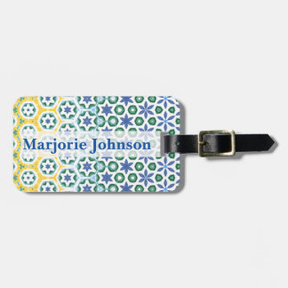 Cheerful Blue Yellow Patterned  Luggage Tag