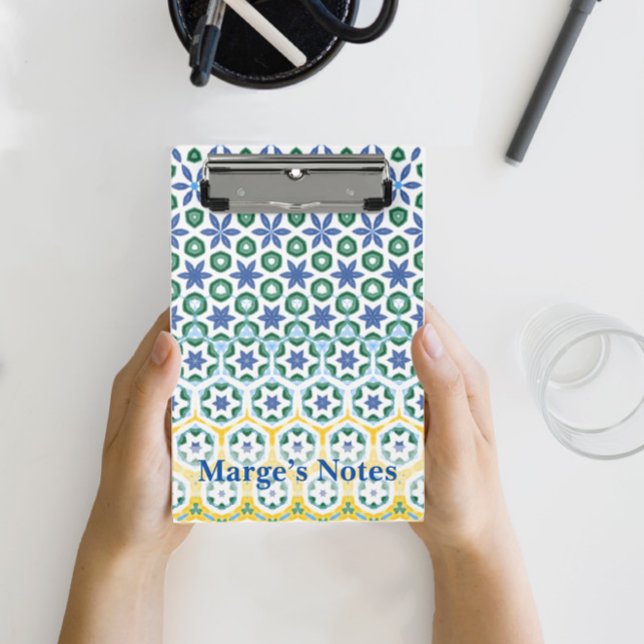 Cheerful Blue Yellow Patterned  Mini Clipboard (Creator Uploaded)