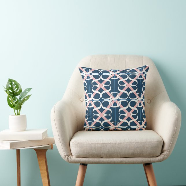 Cheerful Blues and Pinks Throw Pillow (Chair)