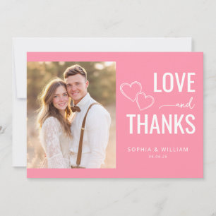 Cheerful Blush Pink Minimalist Photo Thank You Card