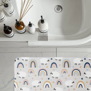 Cheerful Boho Sheep Rainbow Print Bath Mat