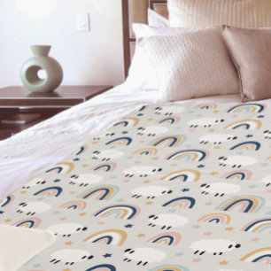 Cheerful Boho Sheep Rainbow Print Sherpa Blanket