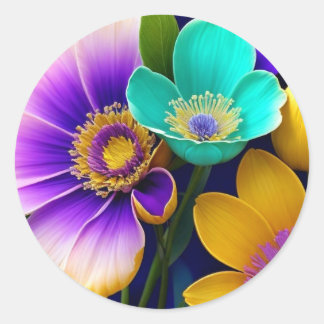 Cheerful Bouquet Classic Round Sticker