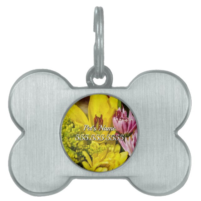 Cheerful Bouquet Painterly Pet ID Tag (Front)