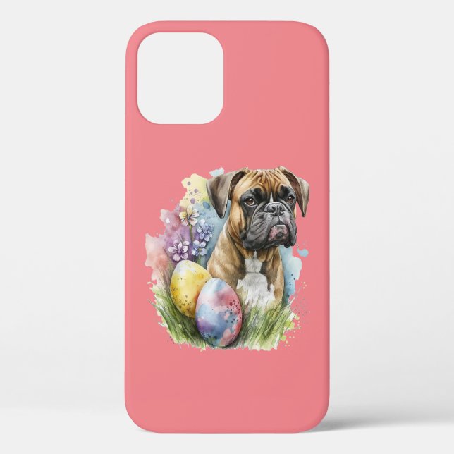Cheerful Boxer Dog Easter Egg, Happy Easter Boxer Case-Mate iPhone Case (Back)