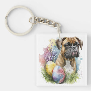 Cheerful Boxer Dog Easter Egg, Happy Easter Boxer Keychain