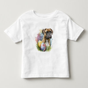 Cheerful Boxer Dog Easter Egg, Happy Easter Boxer Toddler T-shirt