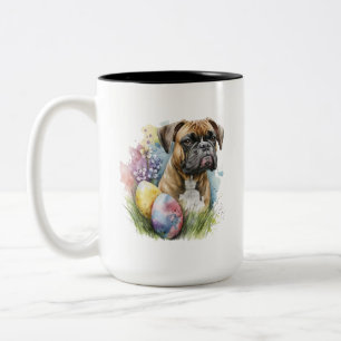 Cheerful Boxer Dog Easter Egg, Happy Easter Boxer Two-Tone Coffee Mug