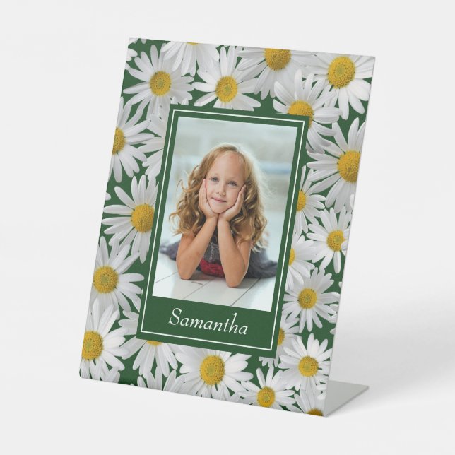 Cheerful Bright Daisy Custom Photo – Pedestal Sign (Front)