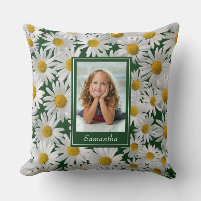Cheerful Bright Daisy Custom Photo – Throw Pillow (Front)