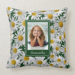 Cheerful Bright Daisy Custom Photo – Throw Pillow