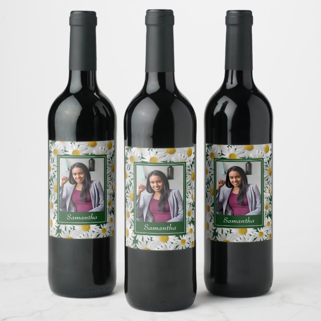 Cheerful Bright Daisy Custom Photo – Wine Label (Bottles)